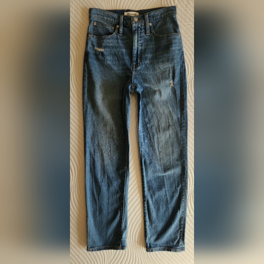 Madewell Classic Straight-Leg Jeans Size 25 Distressed Medium Wash Denim